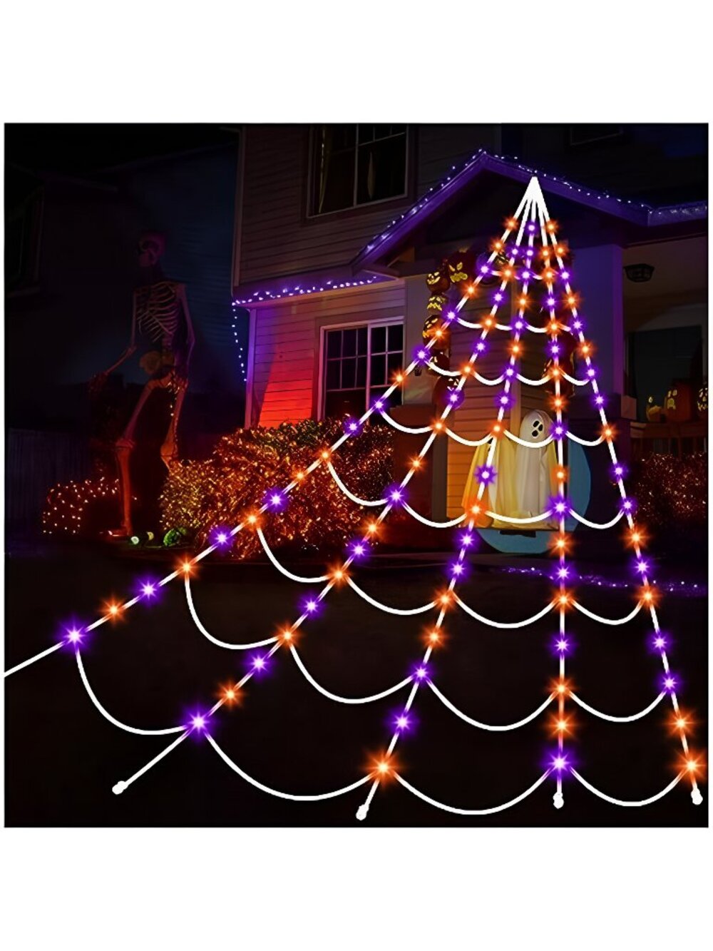 Halloween Decorations Outdoor Spider Web: 17.4Ft Light Up Spider Webs Decor